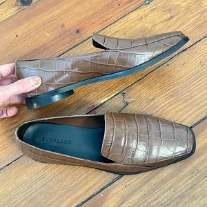 Everlane Brown Croc Loafer (Made in Italy)—size 9